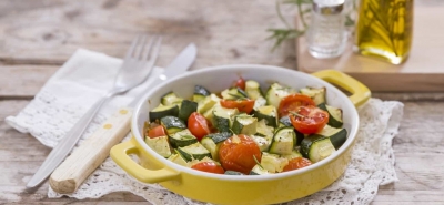 Zucchine e pomini al forno con zenzero candito